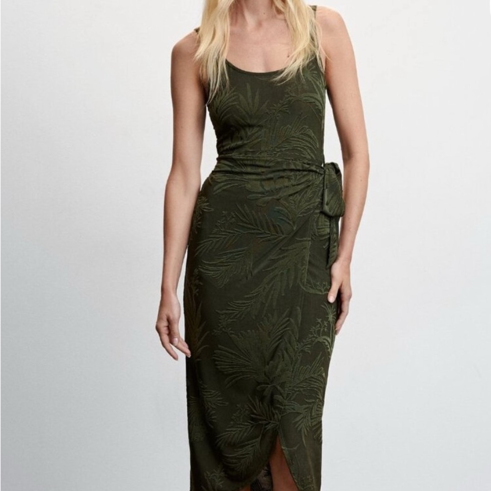 MANGO Knotted Jacquard Dress
